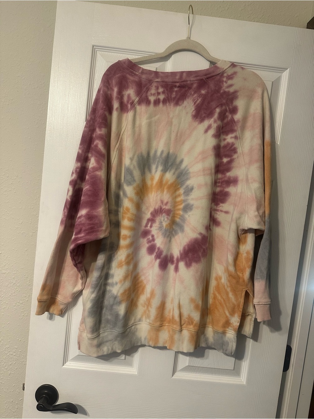 American Eagle Outfitters Tie-Dye Spiral Crewneck - Pink, Gray & Orange - Picture 6 of 7